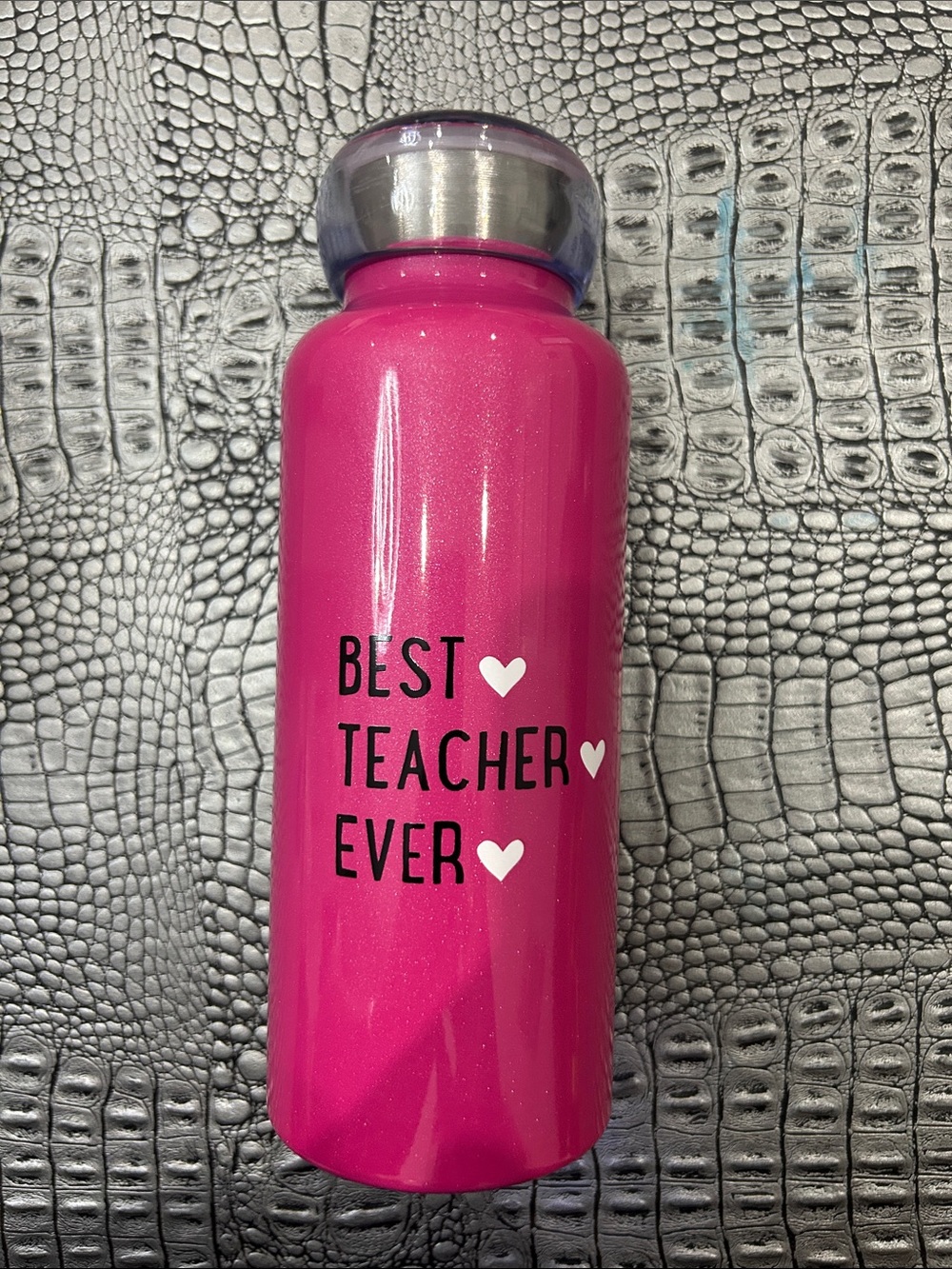Best Teacher Ever Pink Stainless Water Bottle